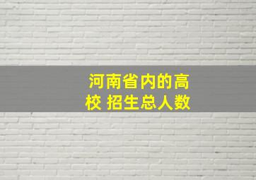 河南省内的高校 招生总人数